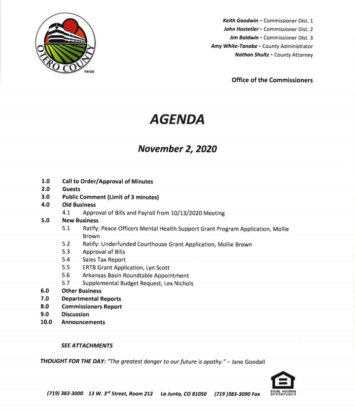 Otero County Commissioner Agenda seconews.org