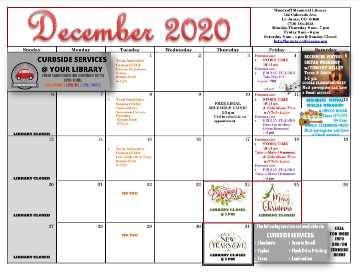 Woodruff Memorial Library Calendar December 2020 seconews.org