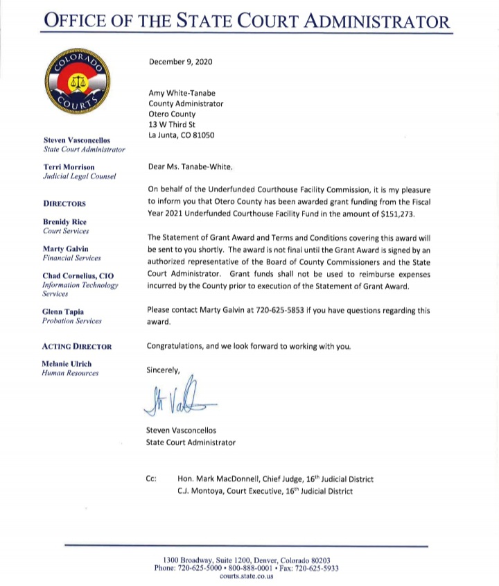 Otero County Commissioners Underfunded Courthouse Grant seconews.org