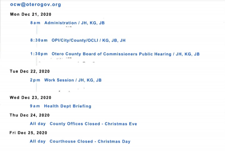 Otero County Commissioners Schedule seconews.org