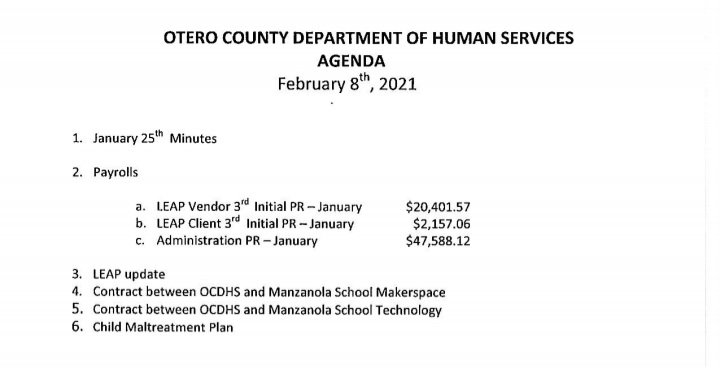 Otero County Department of Human Services Public Meeting Seconews.org