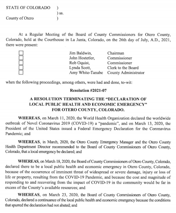 Otero County Commissioners Resolution 2021-07 SECO News seconews.org